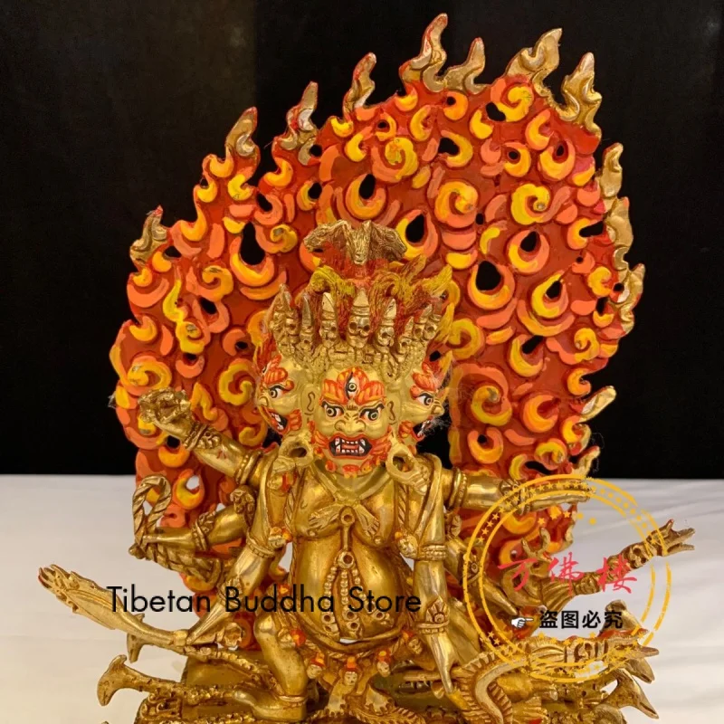 7-Inch Single Sanma Head Mingwang Nepal Imported Buddha Statue Copper Gilt Handmade Hairpin Carving Supplies