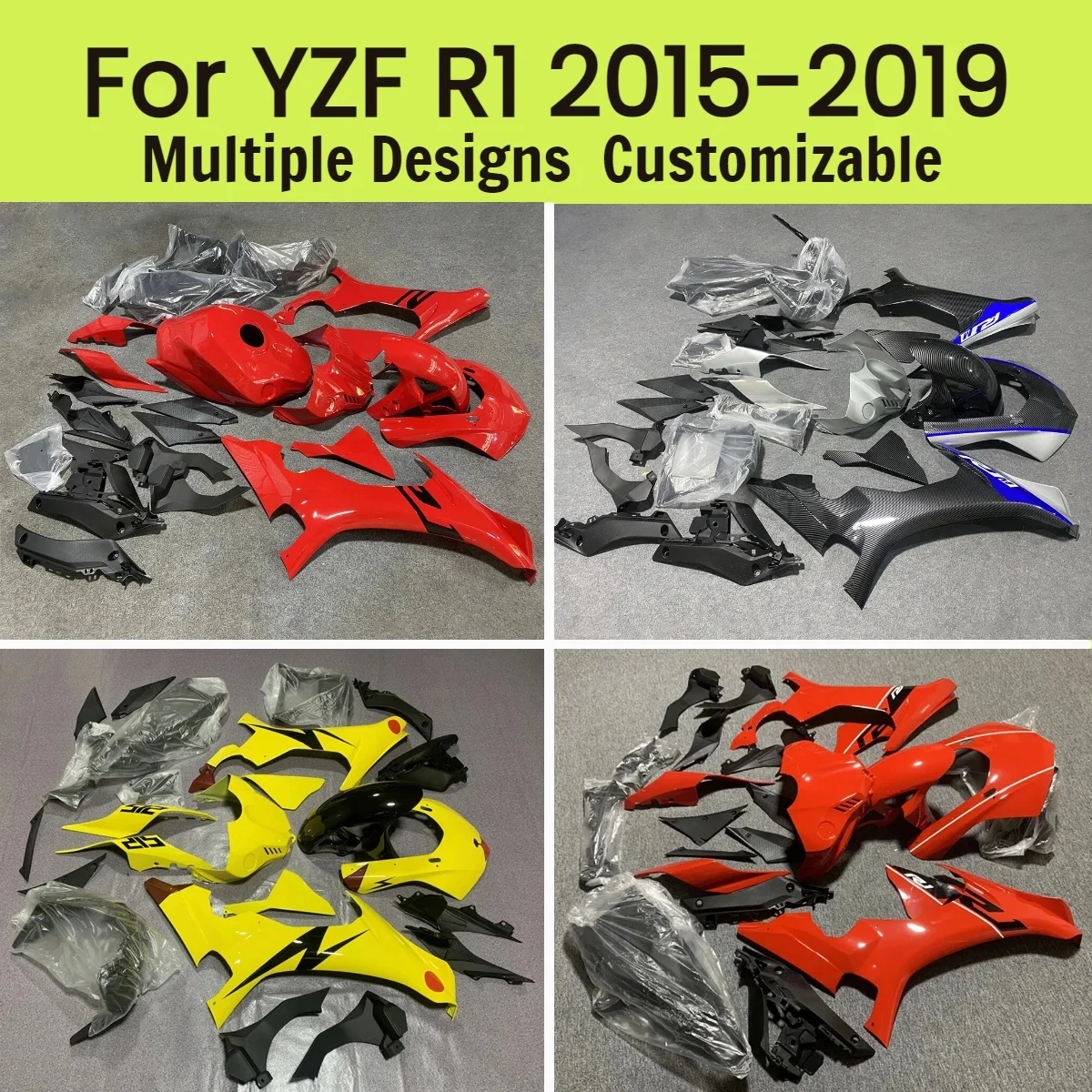 For YAMAHA YZF R1 2015-2019 Red Fuel Tank Cover Prime Fairing Set YZFR1 15-19 ABS Bodywork Kit Motorcycle Fairings