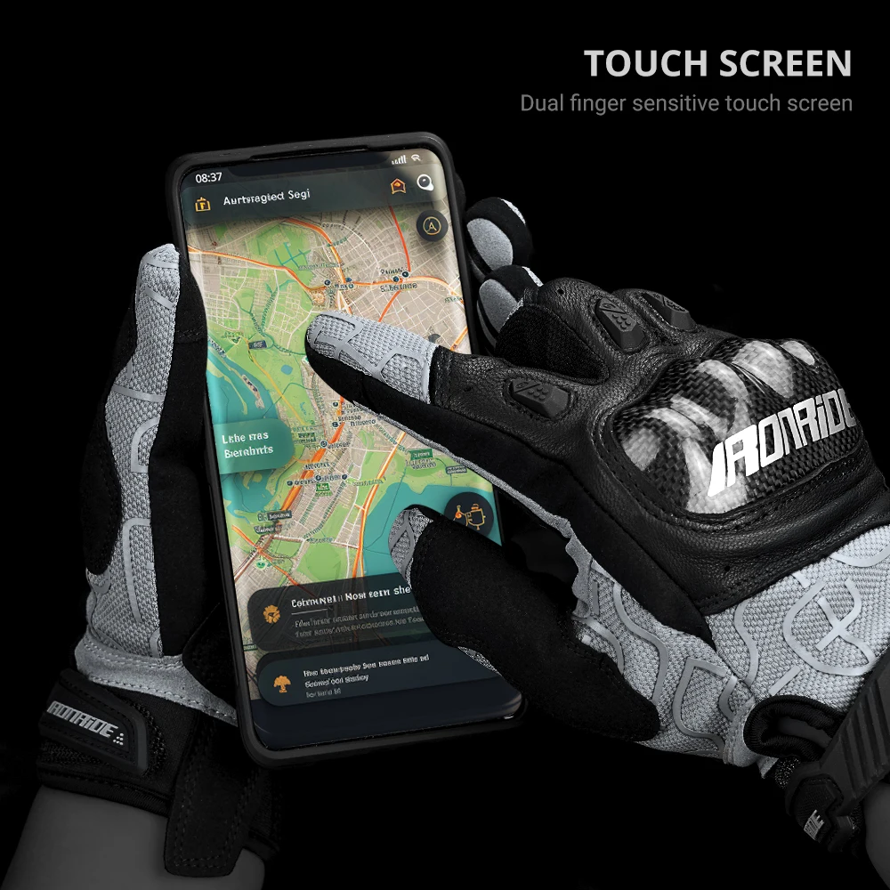 Guanti da moto da uomo Touch Screen Guanti da moto a dita intere Guanti da equitazione antiscivolo da motocross resistenti all'usura M-2XL
