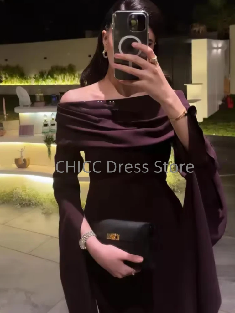 Vestido de noche de lujo con hombros descubiertos, manga larga, sirena, vestido de fiesta árabe, invitados de boda, ocasión especial, vestido de fiesta personalizado