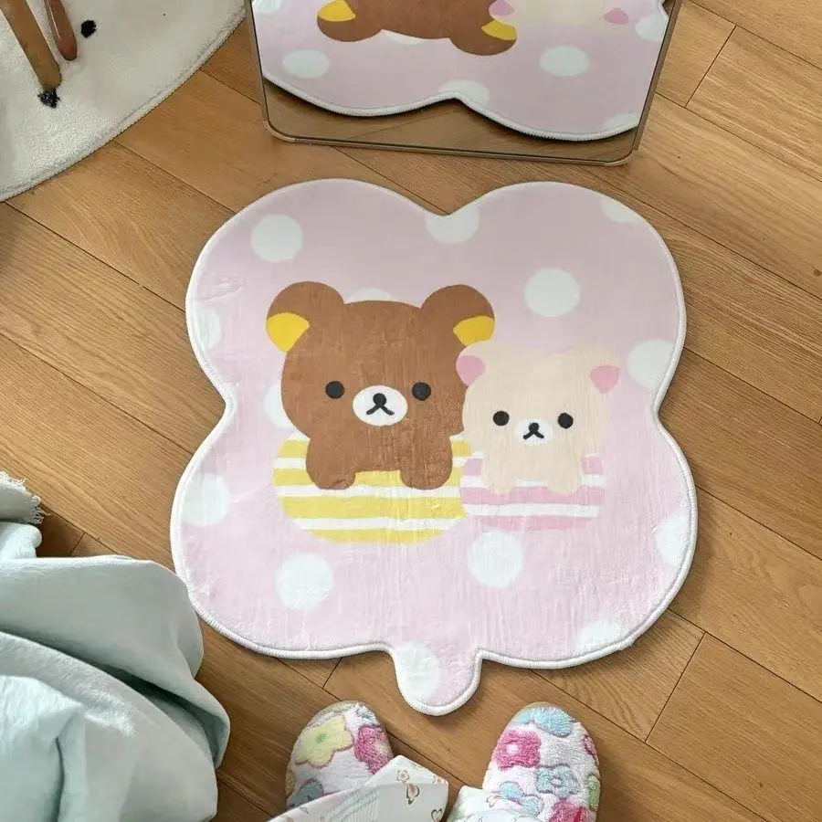 VIKAMA Baby Bear Party Carpet Foundation White Polka Dot Double Bears Cartoon Anti-Slip Short Fur Home Decoration view 3