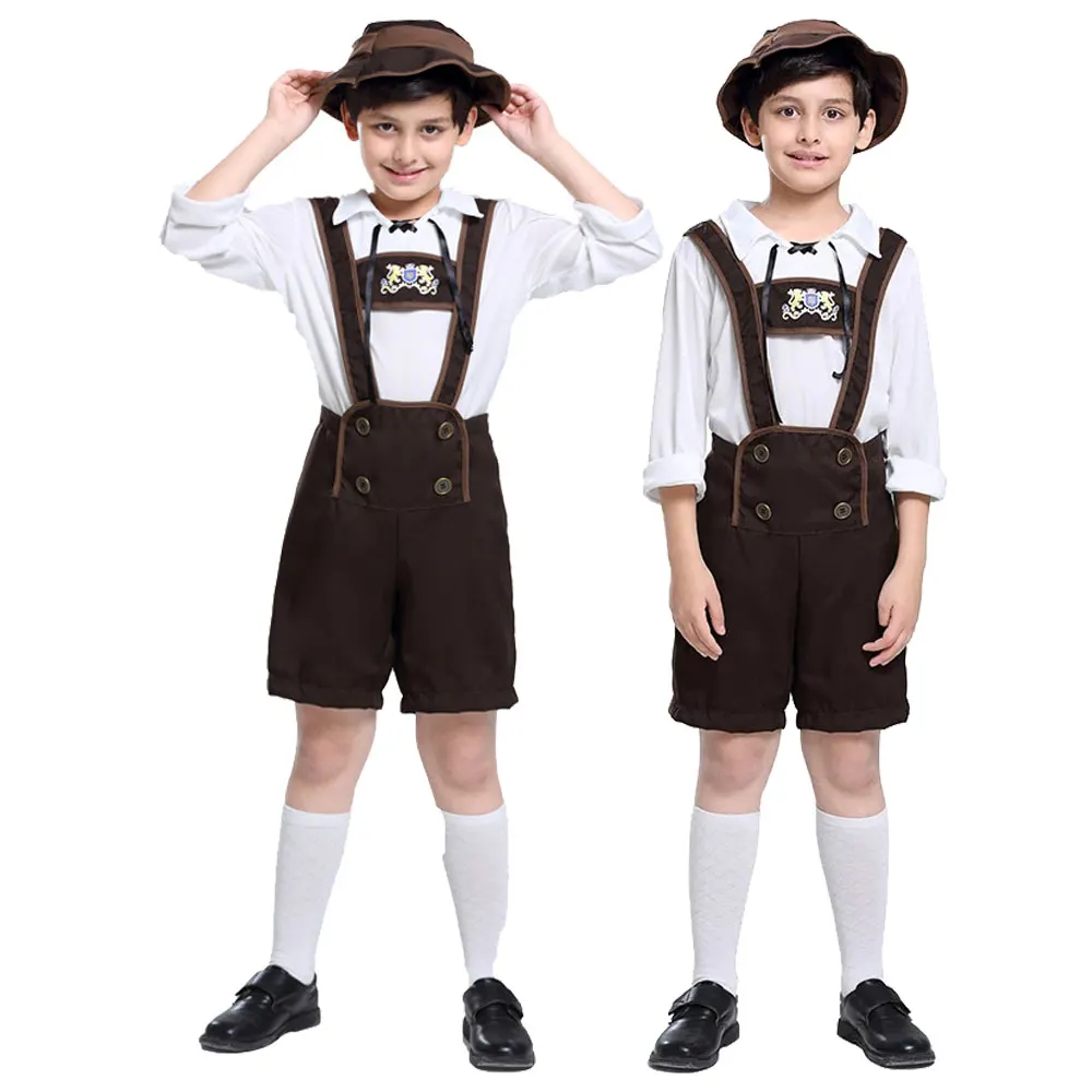

German Oktoberfest Children's Day Culture Festival Art Performance Traditional Dress Beer Costume and Hat Boys and Girls Costume