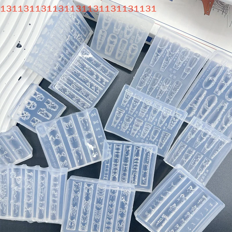 Falda de crema para pastel, cinta con lazo, molde acrílico 3D, decoraciones artísticas para uñas, diseño DIY, molde de silicona para decoración de uñas, plantilla para dijes de uñas