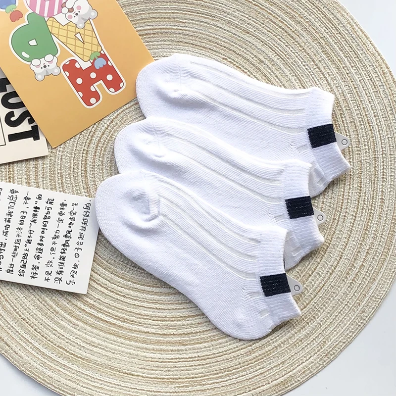 Children's White Short Socks Spring/Summer Boys and Girls Sports Sweat-absorbing Cotton Socks Baby Breathable Socks 1-7 Years