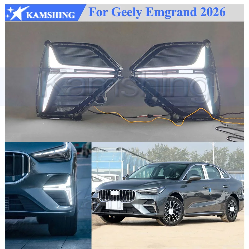 Kamshing 1 Set Modifying LED Daytime Running Light DRL For Geely Emgrand 2026 Front Fog Light Fog Lamp Daytime Light