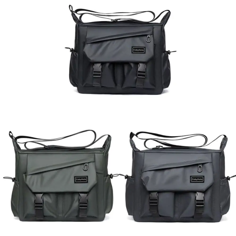 حقيبة كروس رجالية رائعة ذات سعة كبيرة على الطراز الياباني حقيبة ساعي البريد من النايلون هاراجوكو مربعة مع شارات حقيبة ساعي عادية للجنسين #6