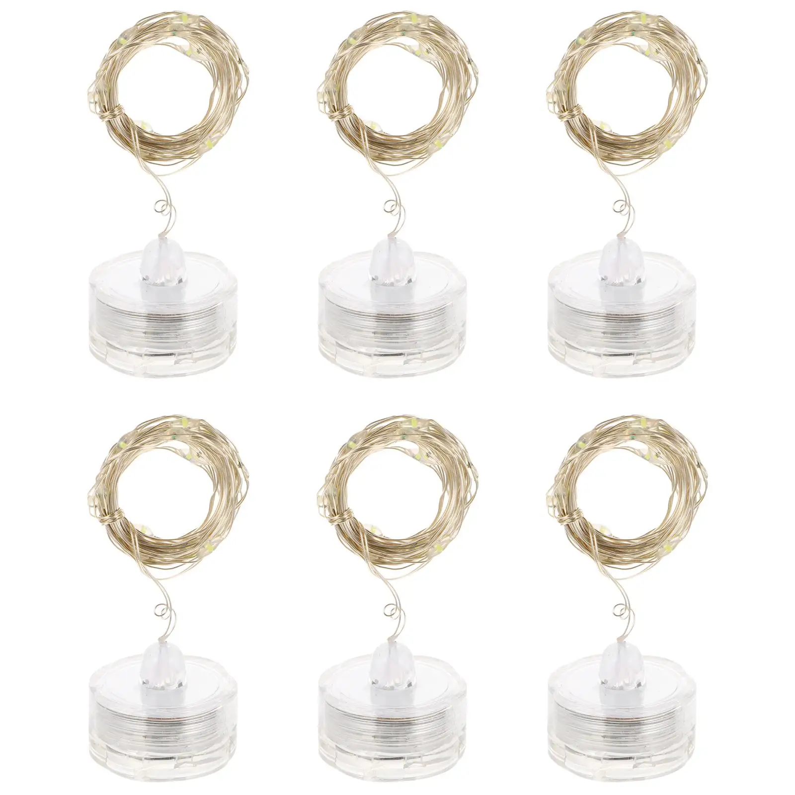 6 Pcs Copper Wire Light String Creative Shape Lights LED Submersible Multi-functional Button Plastic
