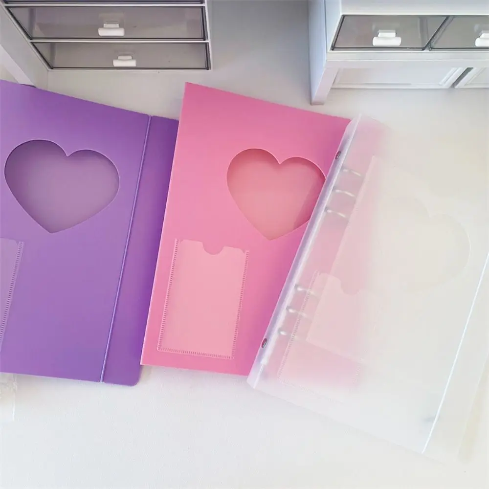 شفاف A5 Photocard غطاء الموثق شكل قلب باستثناء الصفحات الداخلية بطاقة الموثق غطاء دائم فضفاضة ورقة ألبوم بطاقة الصور