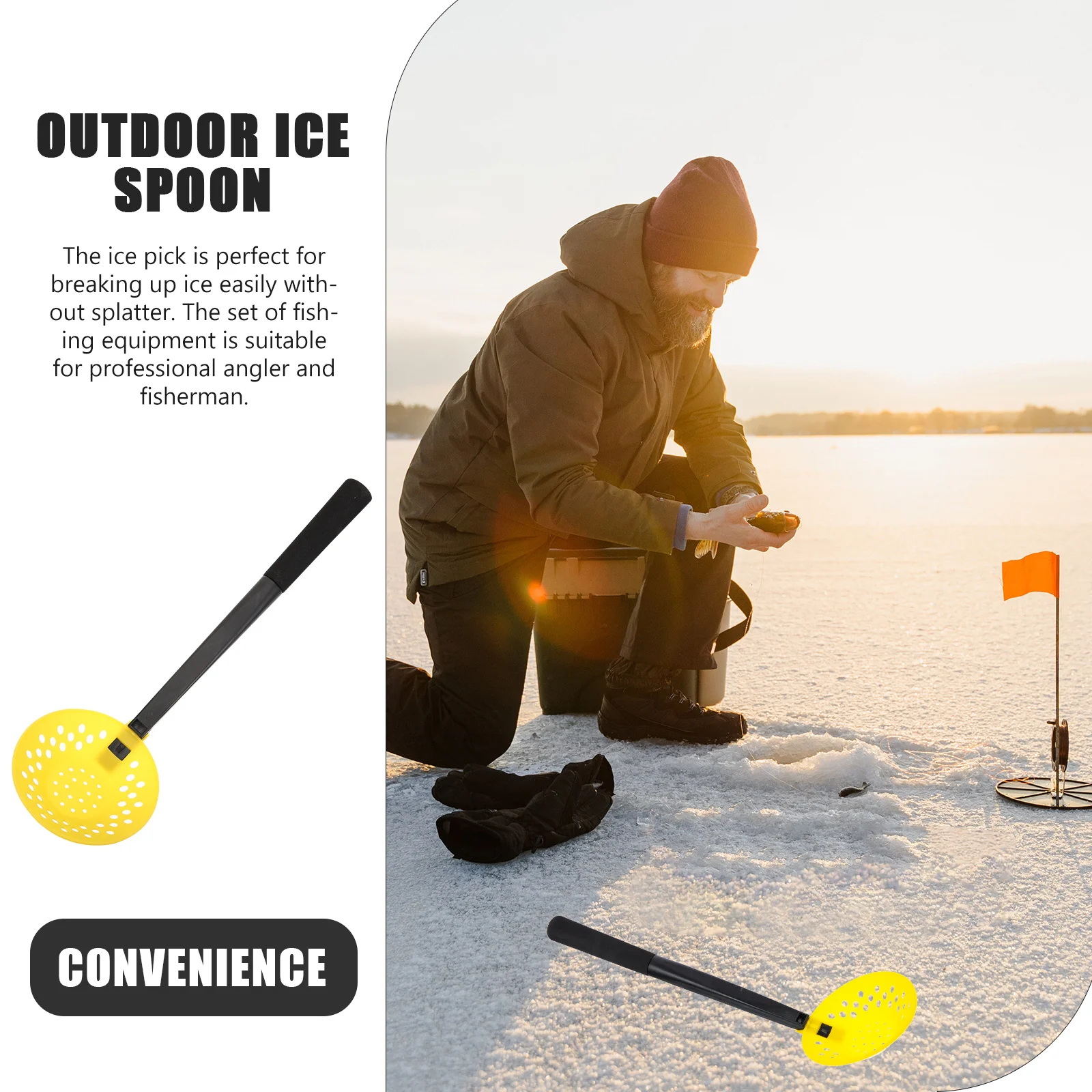 

Ice Fishing Scoop Foldable Plastic Skimmer Ergonomic Handle Reusable Ice Breaker Tool For Winter Fishing Gear Outdoor Accessory
