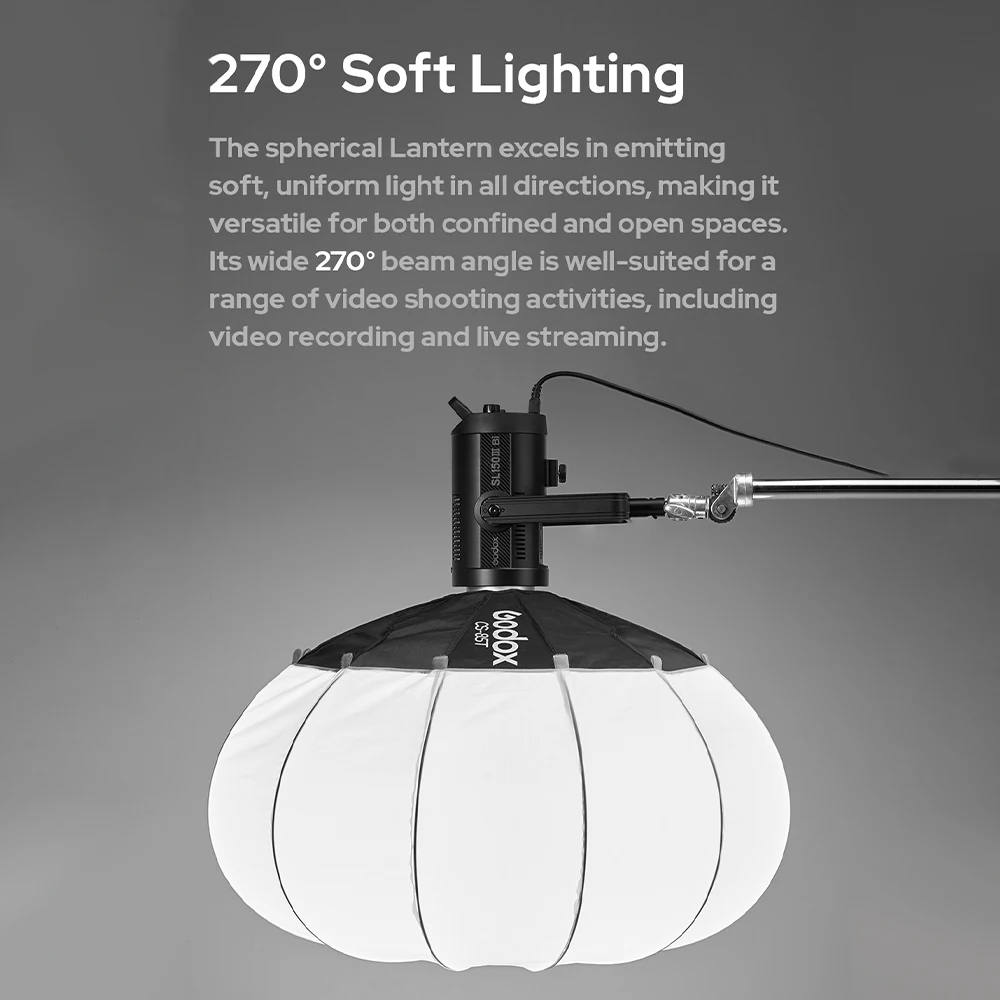 Godox CS-50T 50cm CS-65T 65cm Collapsible Lantern Softbox Quick-install Portable Round Shape Bowens Mount Softbox view 5