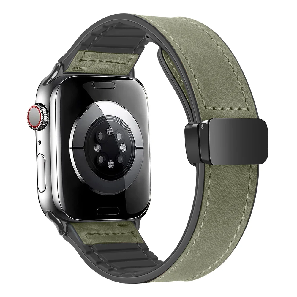 Correa de cuero para Apple Watch, pulsera de silicona de 49mm, 44mm, 45mm, 42mm, 40mm, 38mm, 41mm, iWatch ultra 2 Series 9 8 7 SE 6 5