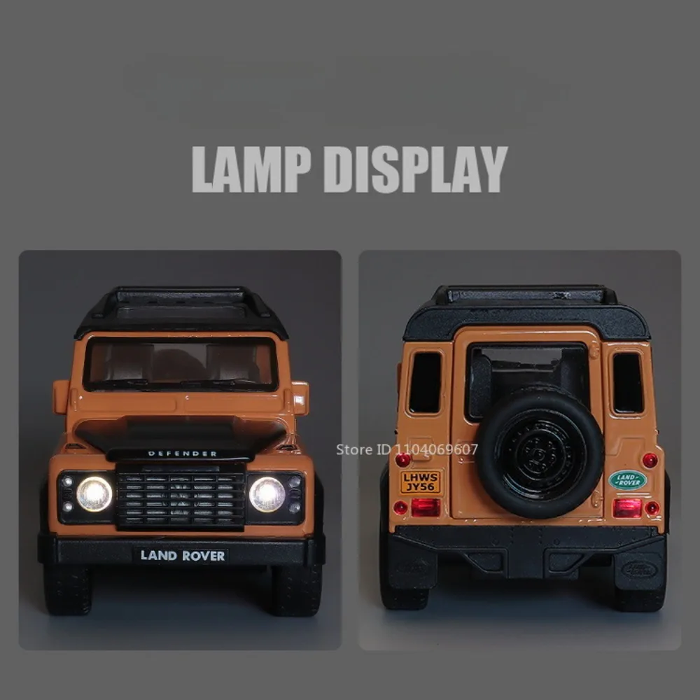 1:32 Land Rover Defender 110 Miniature Car Model Toys Alloy Diecast Off-road Vehicle Doors Opened Pull Back Toy Vehicles Gifts