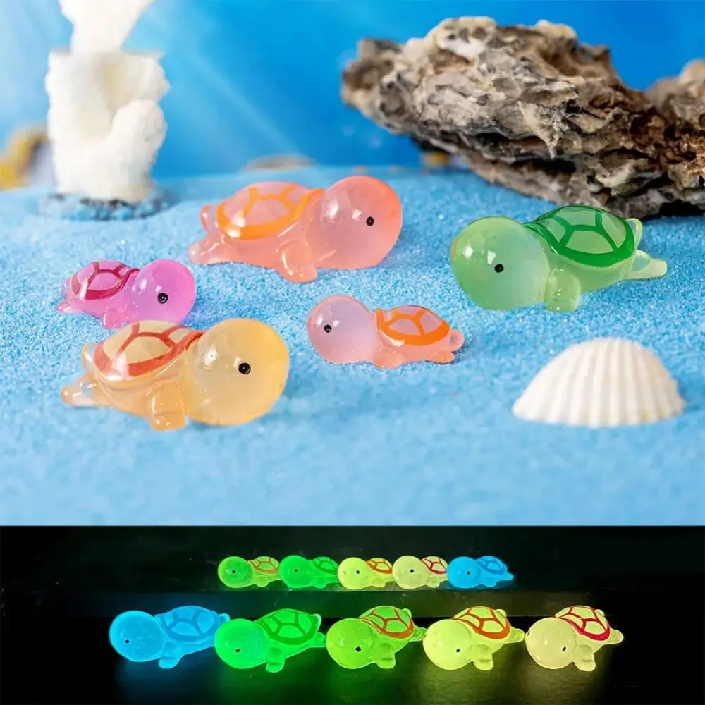 1Pcs Mini Luminous Turtle Home Decor Micro Landscaping Resin Craft Small Fish Tank Turtle Garden Miniatures Ornaments Decoration