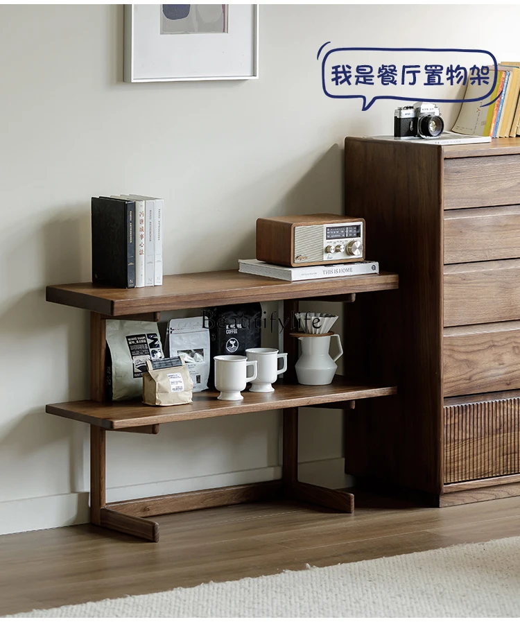 

3-North American black walnut solid wood sofa edge few corners living room household small bookshelf bookcase