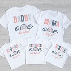 Miss OneDerful Family Matching Shirt Gilrs Birthday Shirts 1st Birthday Party Family Look Outfit T-shirt  Mommy Daddy and Me Tee