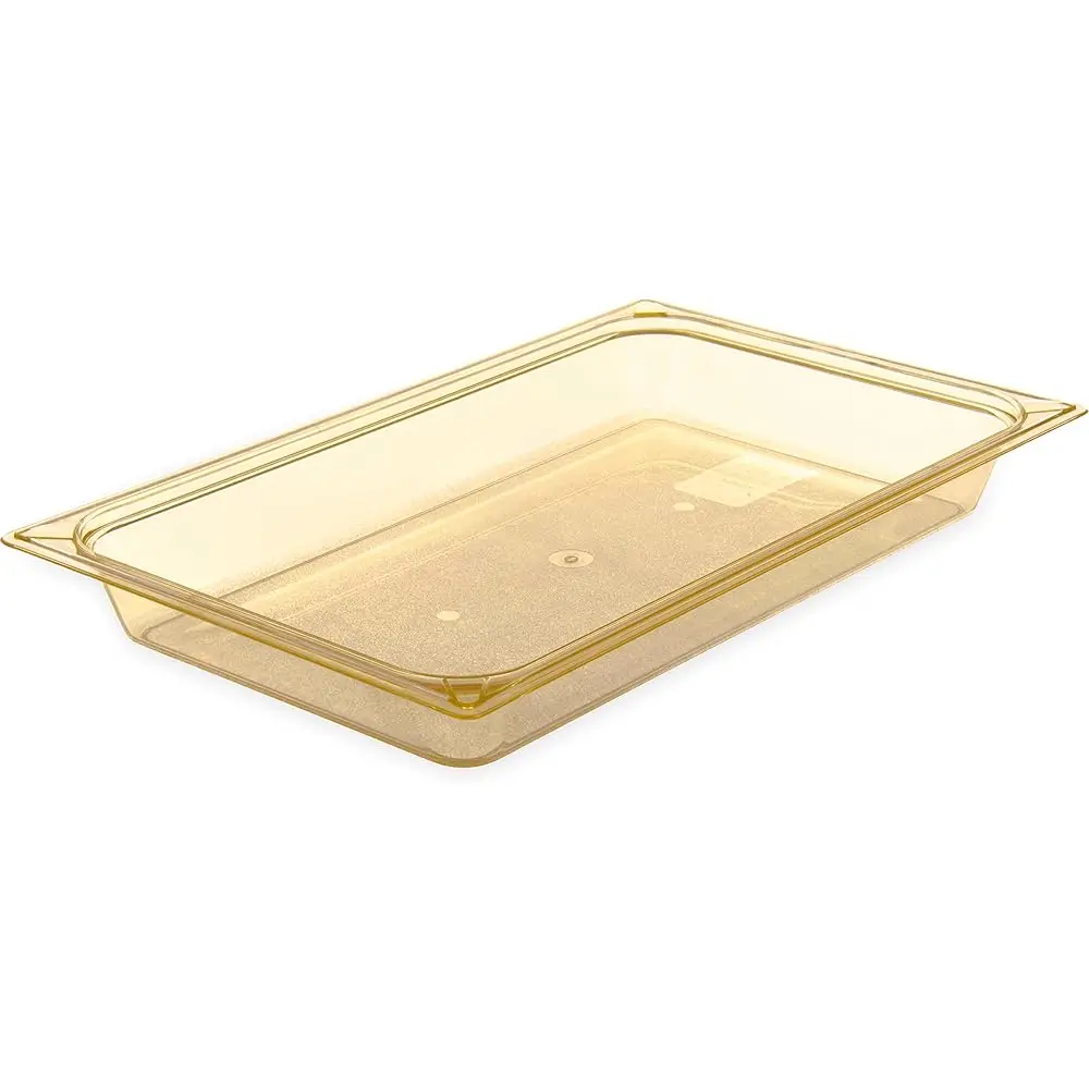 

Storplus Full-Size High Heat Food Pan For Catering, Buffets, And Restaurants, High Heat Plastic 2.5 Hes Deep, Amber