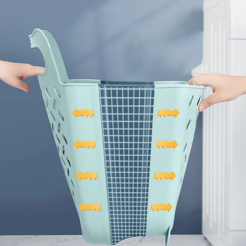 Folding Bathroom Laundry Basket Wall-mounted Dirty Clothes Storage Basket Household Laundry Bag Laundry Bathroom Organizer