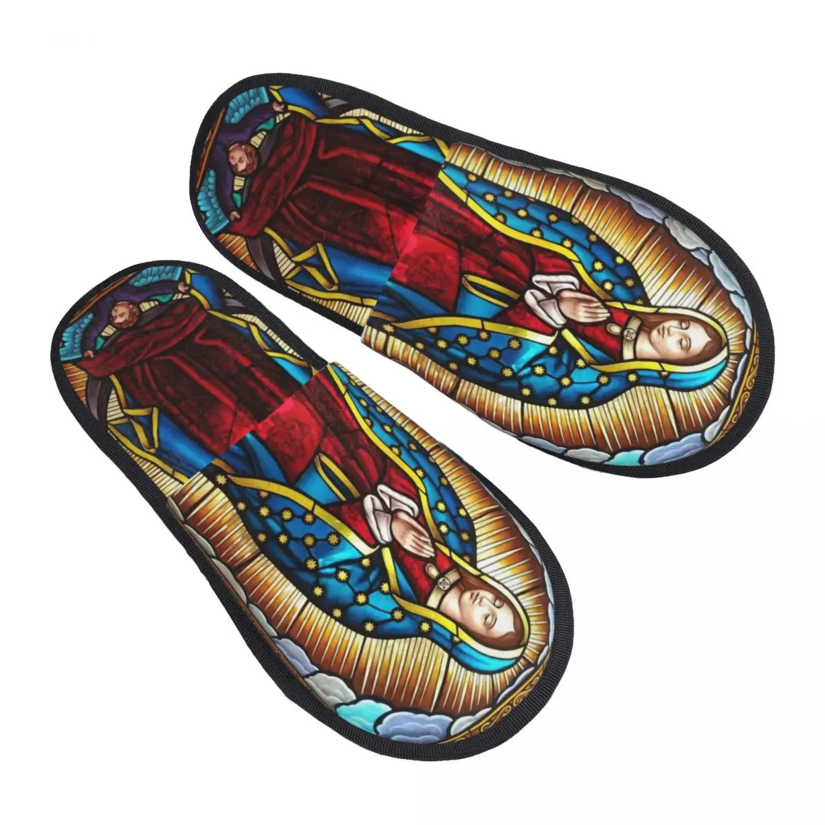 3D printing Men Women Furry Indoor slippers,Lady Of Guadalupe Virgin Mary fashion special Anti-skid Slippers