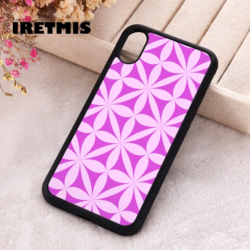 Iretmis 5 5S SE 2020 Phone Cover Case for iPhone 6 6S 7 8 Plus X Xs XR 11 12 13 MINI 14 Pro Max Silicone Pink Flower Pattern