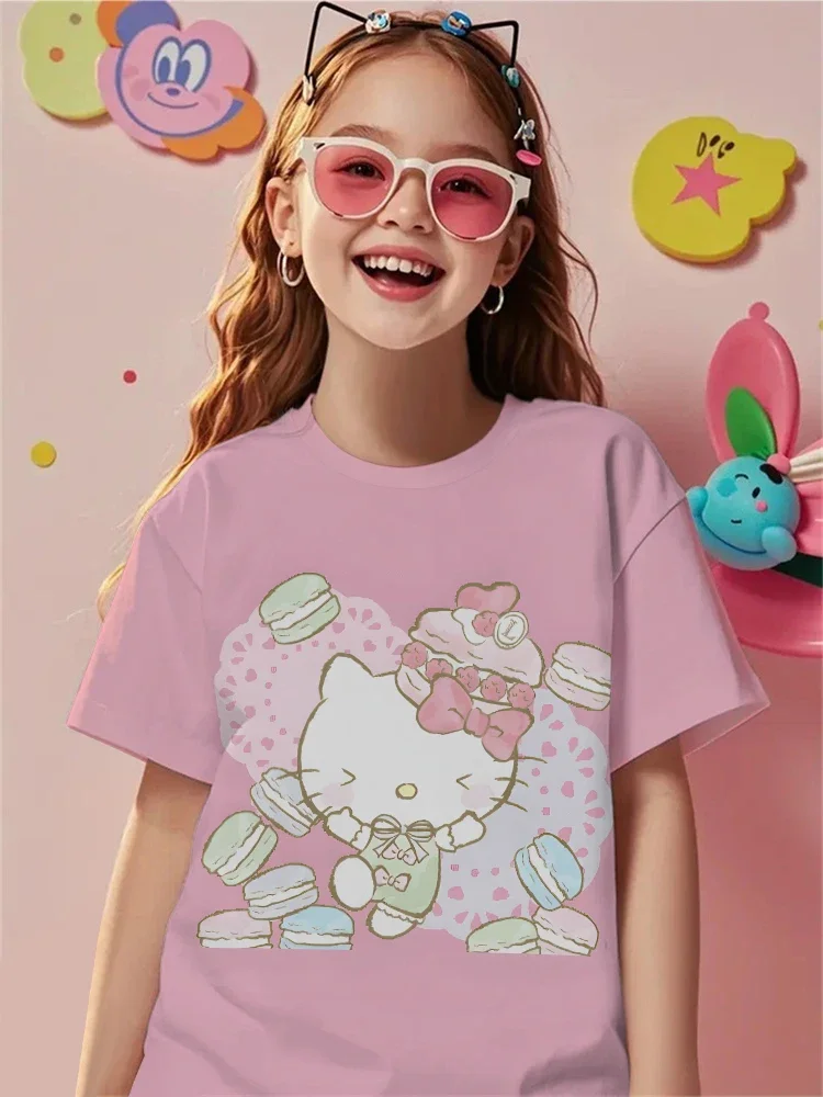 Hello Kitty 3D Printed Pattern T-shirt Soft, Lightweight, Comfortable, Breathable, Quick Drying Casual Women's Top