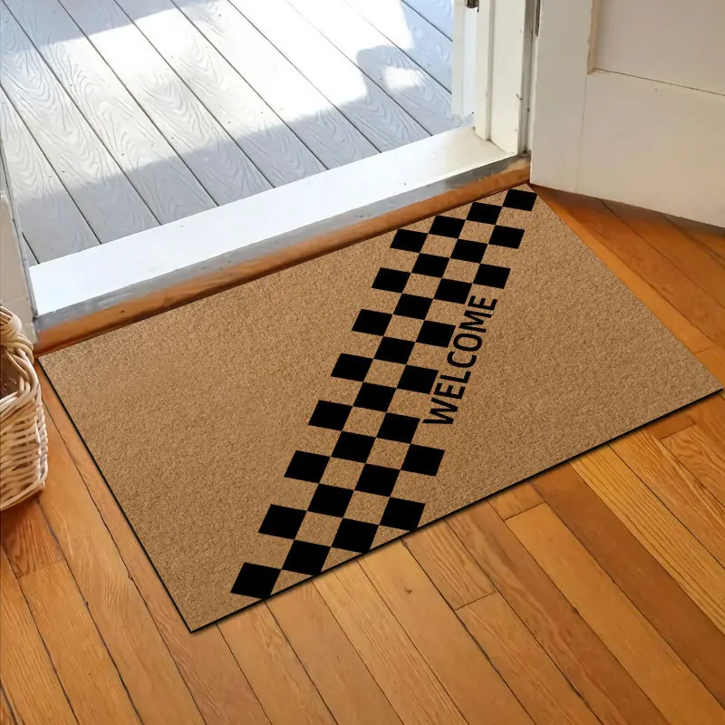 

Grip Welcome Doormat Outdoor Imitation Coir Floor Mat TPR Backing UV Printed Mud Scraping Foot Mat Rubbing Entrance Door Mat
