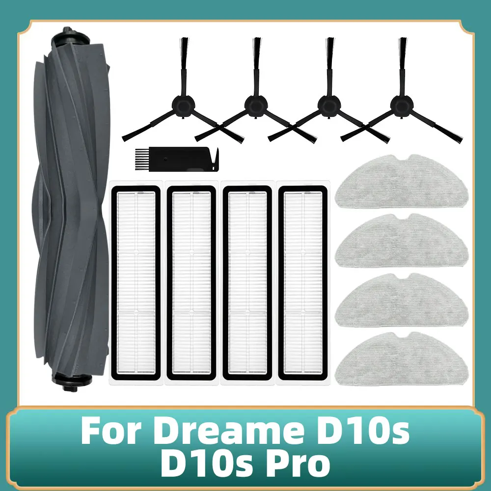 Kompatybilny z rolką Dreame D9 Max Gen 2/dreame D10s Pro/D10s Główna szczotka boczna Filtr Hepa Ściereczki do mopa Akcesoria Części