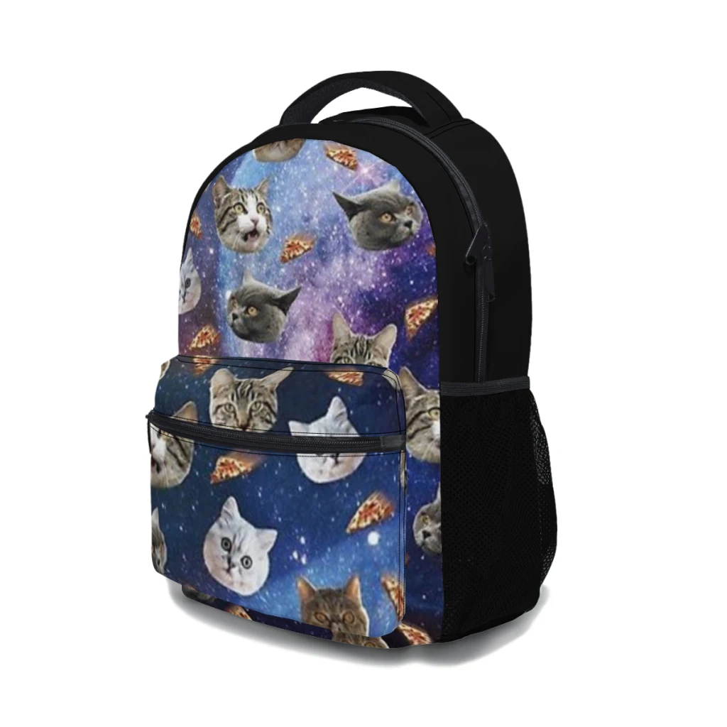 Unisex lavável grande capacidade mochila, gato espaço-cabeças, versátil, saco de computador impermeável