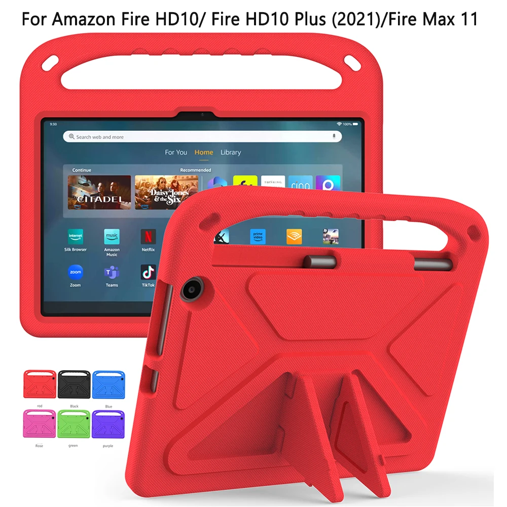 

Tablet Cover For Amazon Kindle Fire HD10 Fire HD10 Plus 2021 Portable Kids Safe Handle Stand Cover For Amazon Kindle Fire Max 11