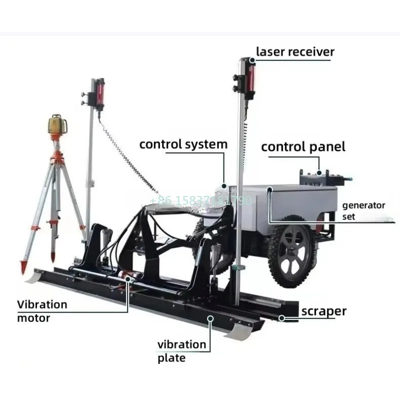 

3M 5KW Laser Leveling Machine Flat Surface Floor Indoor Laser Leveler Equipment Hand-held Concrete Laser Leveling Machine