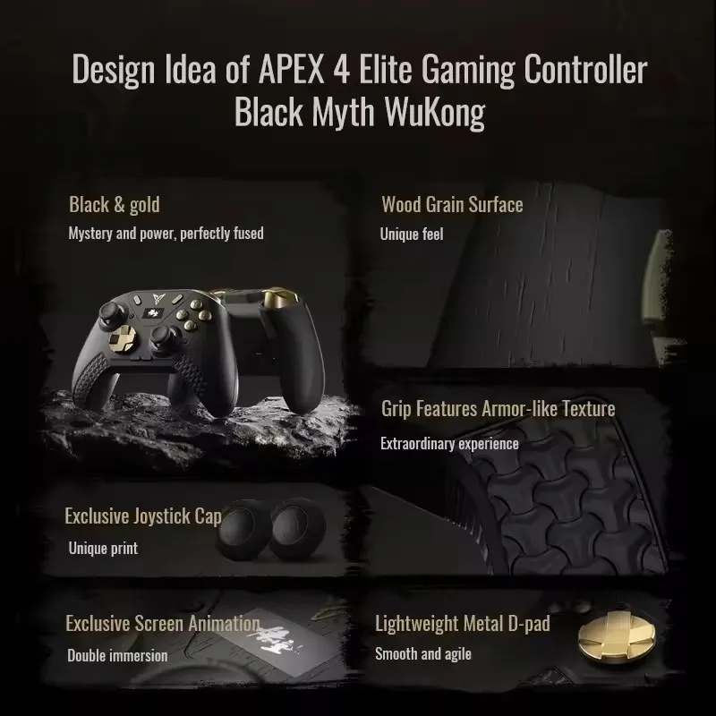 APEX 4 وحدة تحكم ألعاب بلوتوث أسود أسطورة WuKong مقبض قوة النخبة ردود الفعل الزناد لوحات ألعاب لاسلكية الكمبيوتر/التبديل/المتنقل/التلفزيون