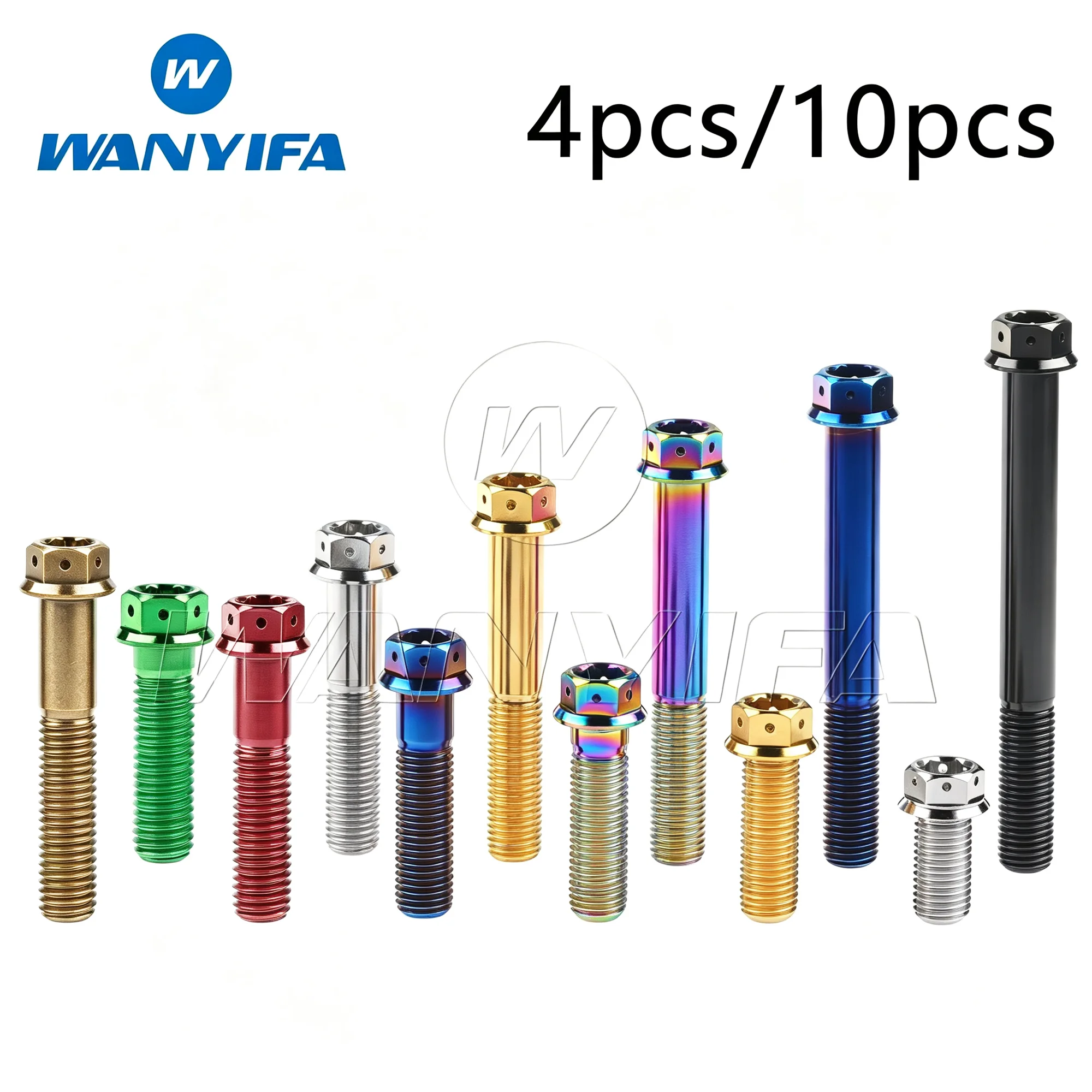 Wanyifa Titanium Bolt M8x15/20/25/30/35/40/45/50/55mm Flange Inner Hexagon Head Screws for Motorcycle Brake Calipers 4/10pcs