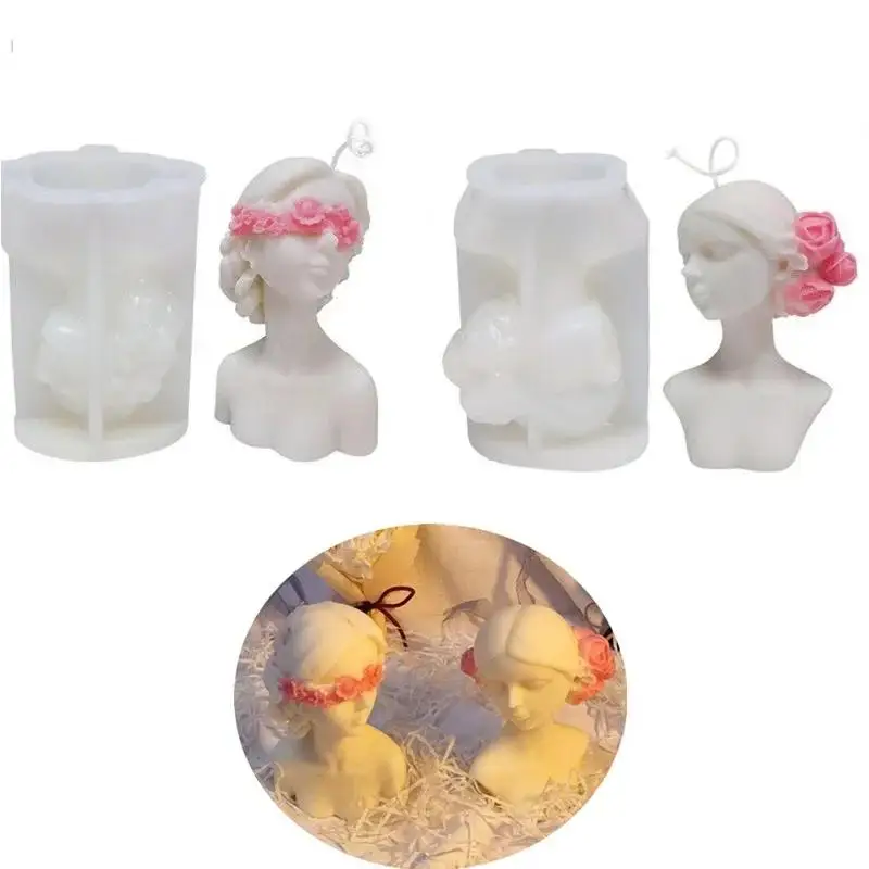 Closed Eye Beauty Girl Silicone Mold DIY Aromatherapy Candle Plaster Epoxy Resin Mould Creative Handmade Home Decor Craft Tool