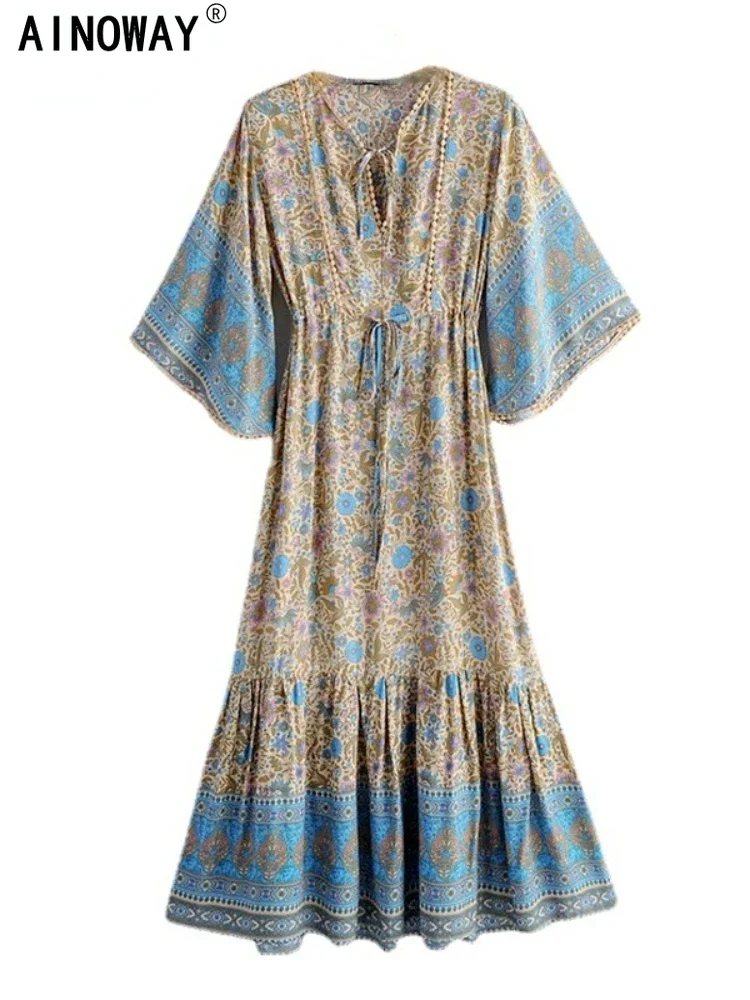 aliexpress boho dress Aliexpress New Style Women Long Sleeve Dress Boho Beach White Lace Off Shoulder Dress