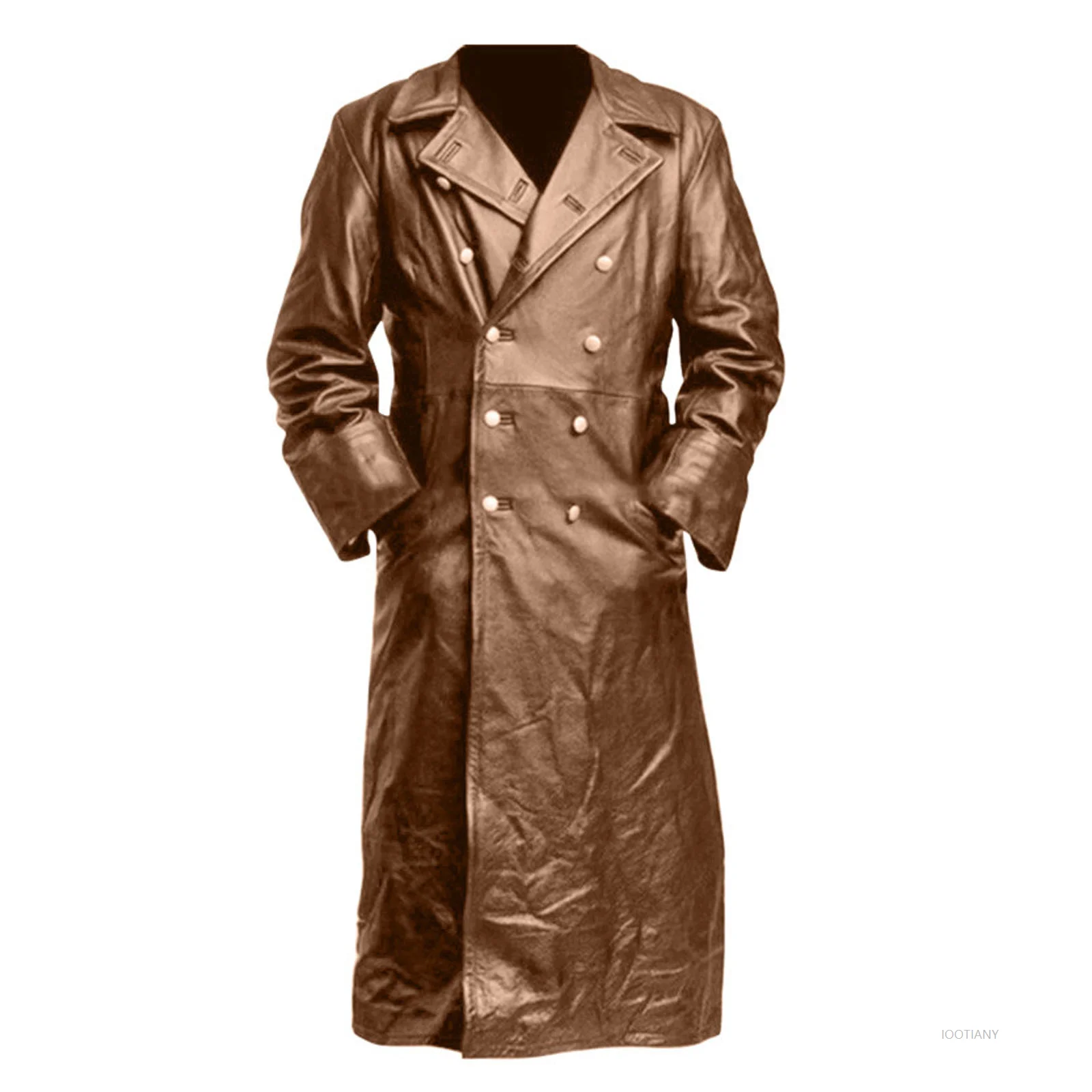 Mens German Classic Wwii Military Officer Black Leather Trench Cosplay Vintage Steampunk Leather Mens Medieval Coat Jacket 2025 - view 5