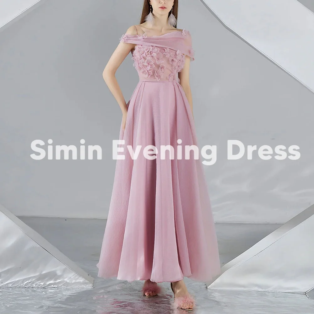

Simin Women's Sweet Boat-neck 3D Flowers A Line Evening Dresses With Sleeveless Ankle-Length Formal Elegant Party Dresses 2025
