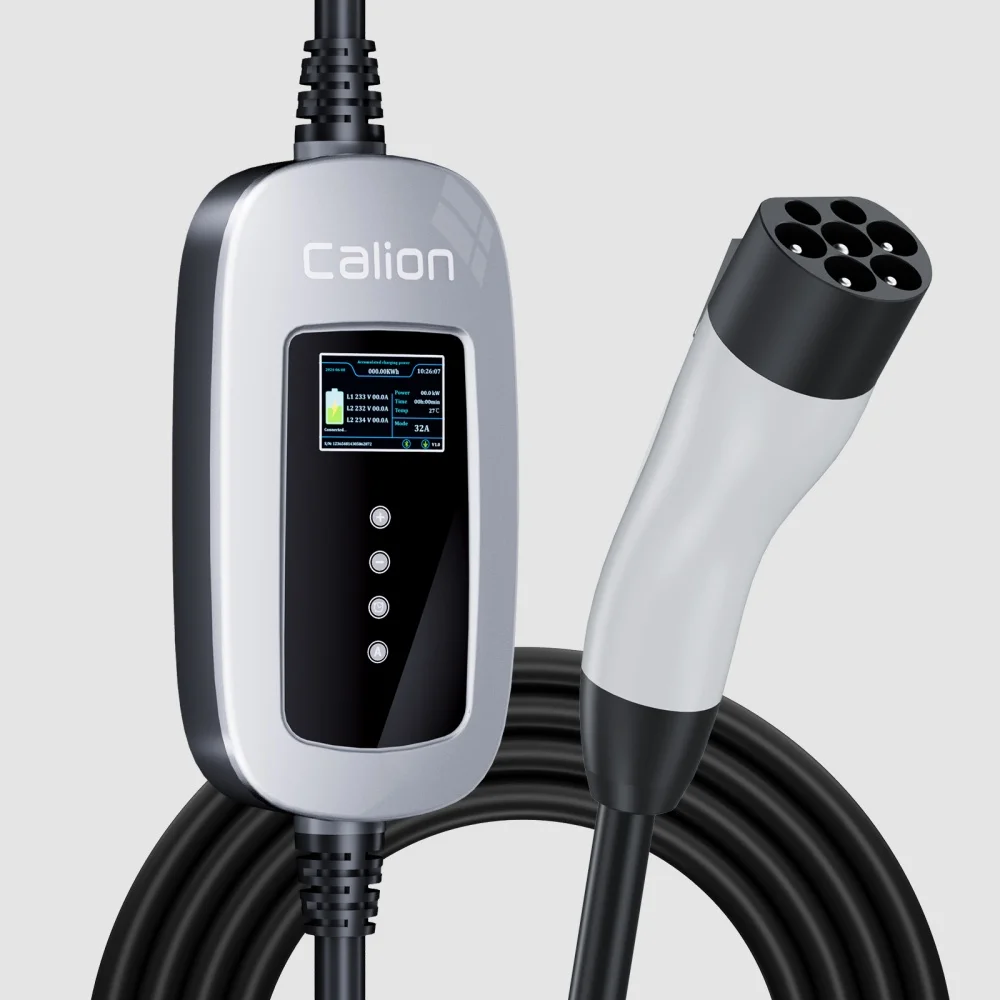 

GBT Standard Portable EV Charger 7kw 3.5kw Adjustable Current 32A 16A Vehicle Charging Cable New Condition 5M Cable