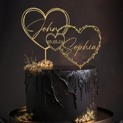 Personalized Wedding Cake Topper with date Custom Script Acrylic Cake Toppers for Wedding Rustic Party Cake Decoration