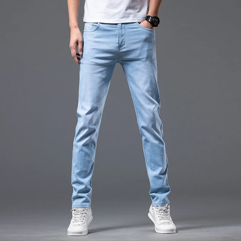 

6 Color Men's Stretch Skinny Jeans Pop Spring Korean Fashion Casual Cotton Denim Slim Fit Pants Men's Trousers Brand