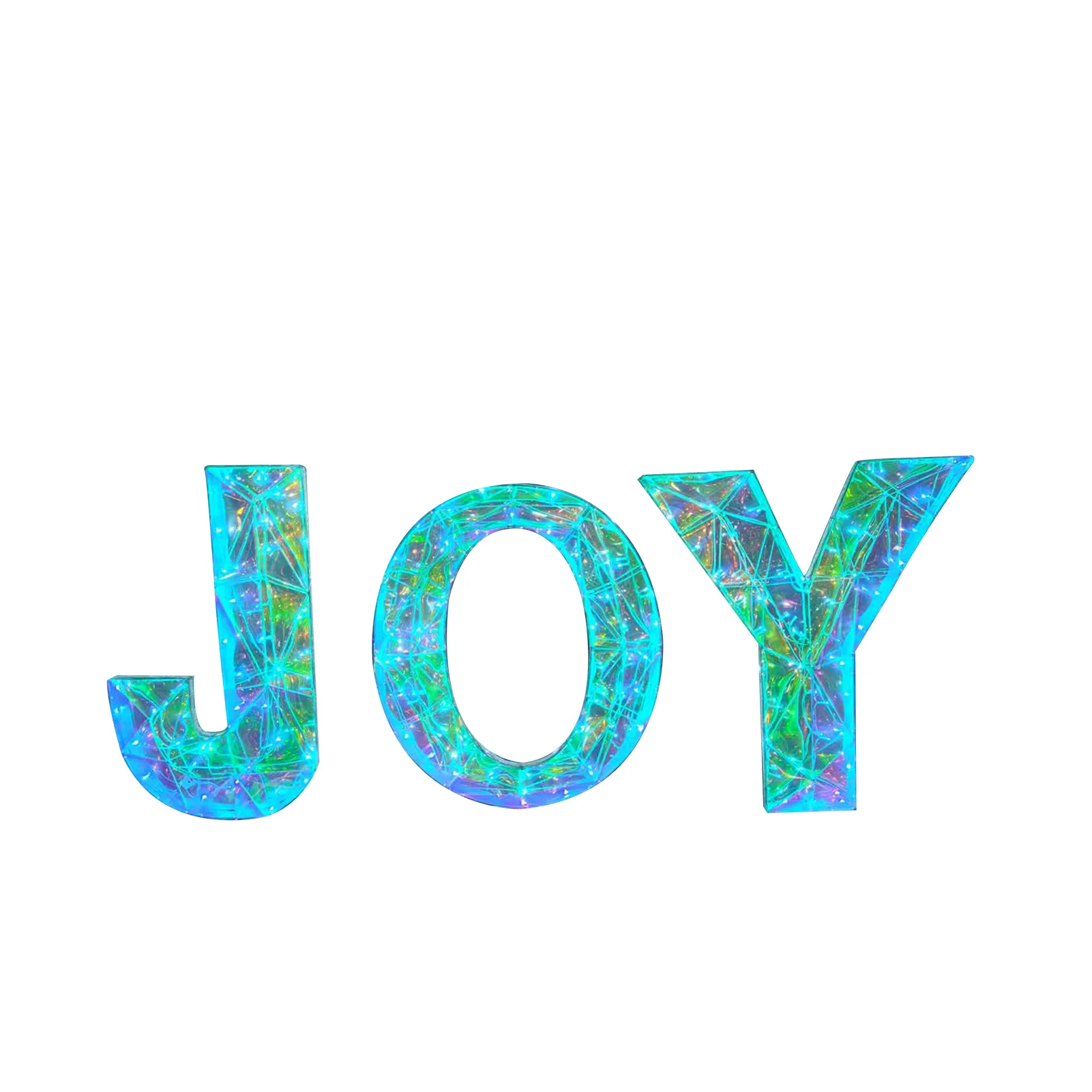 3 Piece Outdoor Xmas Decor Letters LED Lighted Prism Holiday Yard Decorations Metal PVC Lighted Patio Garden Decor - view 5