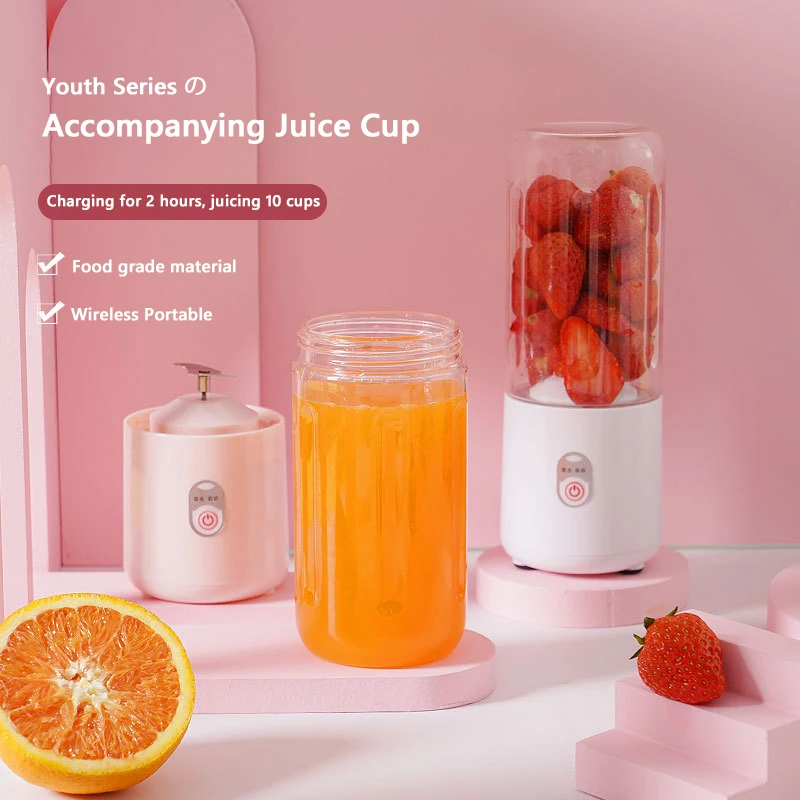 Mini Juicer Milk Shake Cup Small Portable Electric Wireless Juicer Home Usb Rechargeable 6 Blades Fruit Juice Blenders