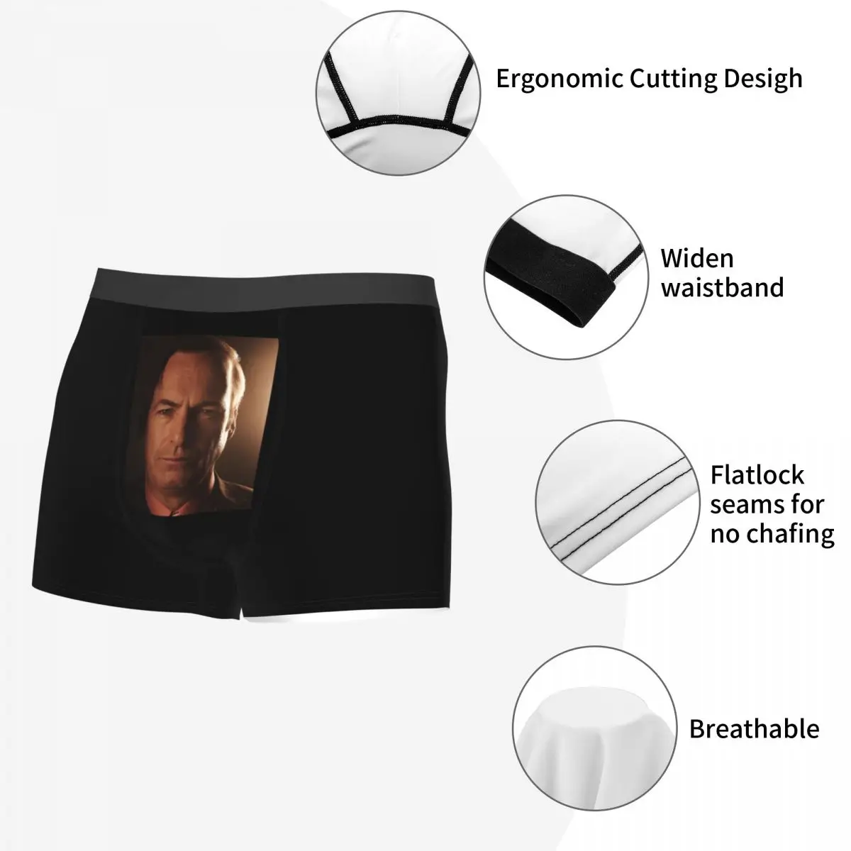 Saul Goodman Actor Men\'s Underwear Breaking Bad Boxer Briefs Shorts Panties Funny Breathable Underpants for Male S-XXL