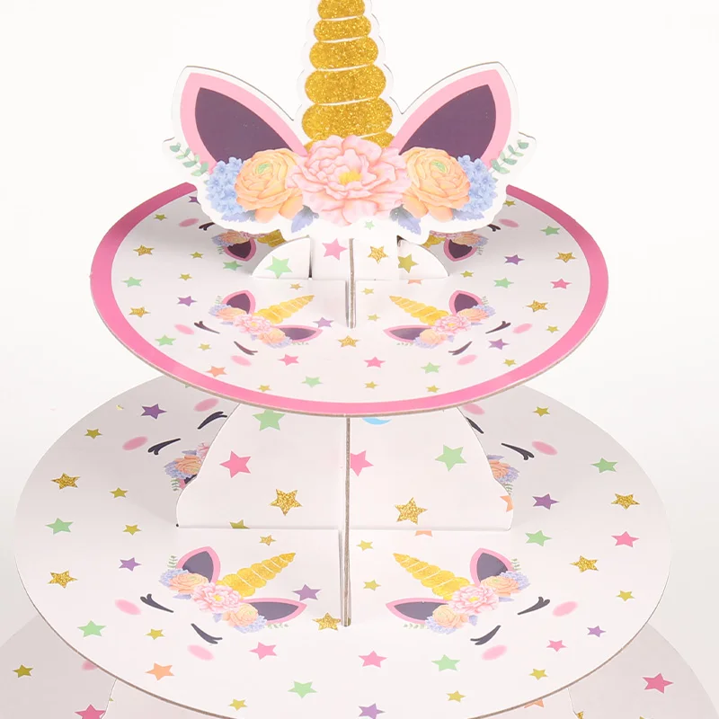 Wedding birthday party supplies Paper unicorn-themed cake stand