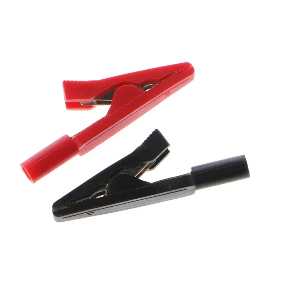 2Pcs Insulated Clip Kit 2mm Banana Female Adapter Meter Test Black+Red Clips 10A/30V AC-60V DC Electrical Project Tool