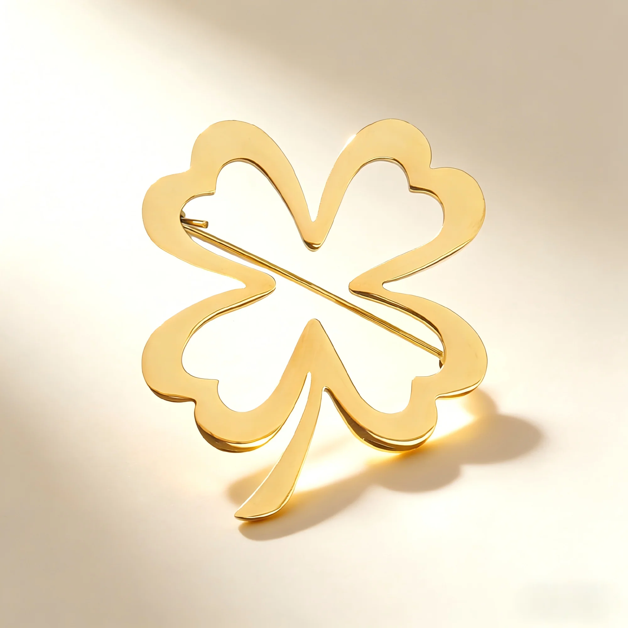 Stylish Stainless Steel Four Leaf Clover Brooch for Women Unisex Plant Pins Event Party New Gifts Jewelry Decoration Accessories