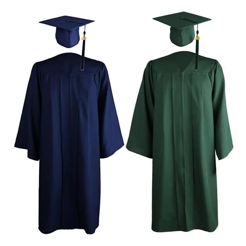 School Uniform Cap and Gown 2023 Matte Graduation Cap and Gown Robe Caps with Tassel for High School Senior College Ceremony