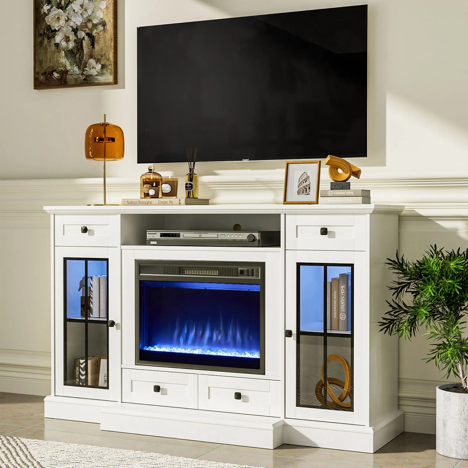 58” Fireplace TV Stand for TVs up to 65 Inch, Entertainment Center with 23