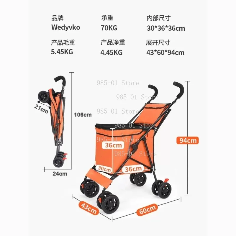 Lightweight Folding Shopping Cart, Portable Trolley for Camping, Stall, Goods & Express Delivery