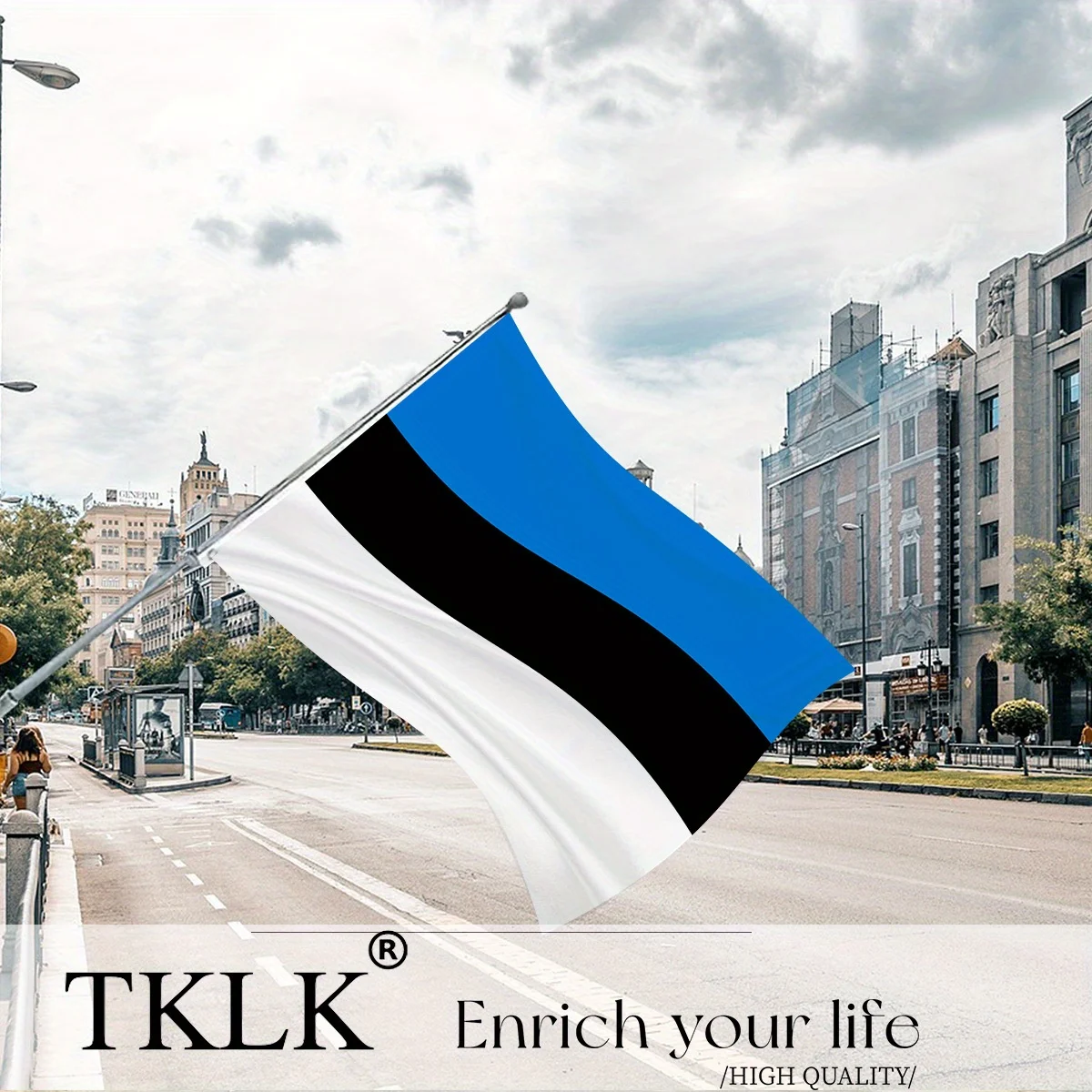

1pc Estonia National Flag - Polyester, Durable 90x150cm with 2 Grommets for Easy Hanging, Perfect for Festivals & Holiday
