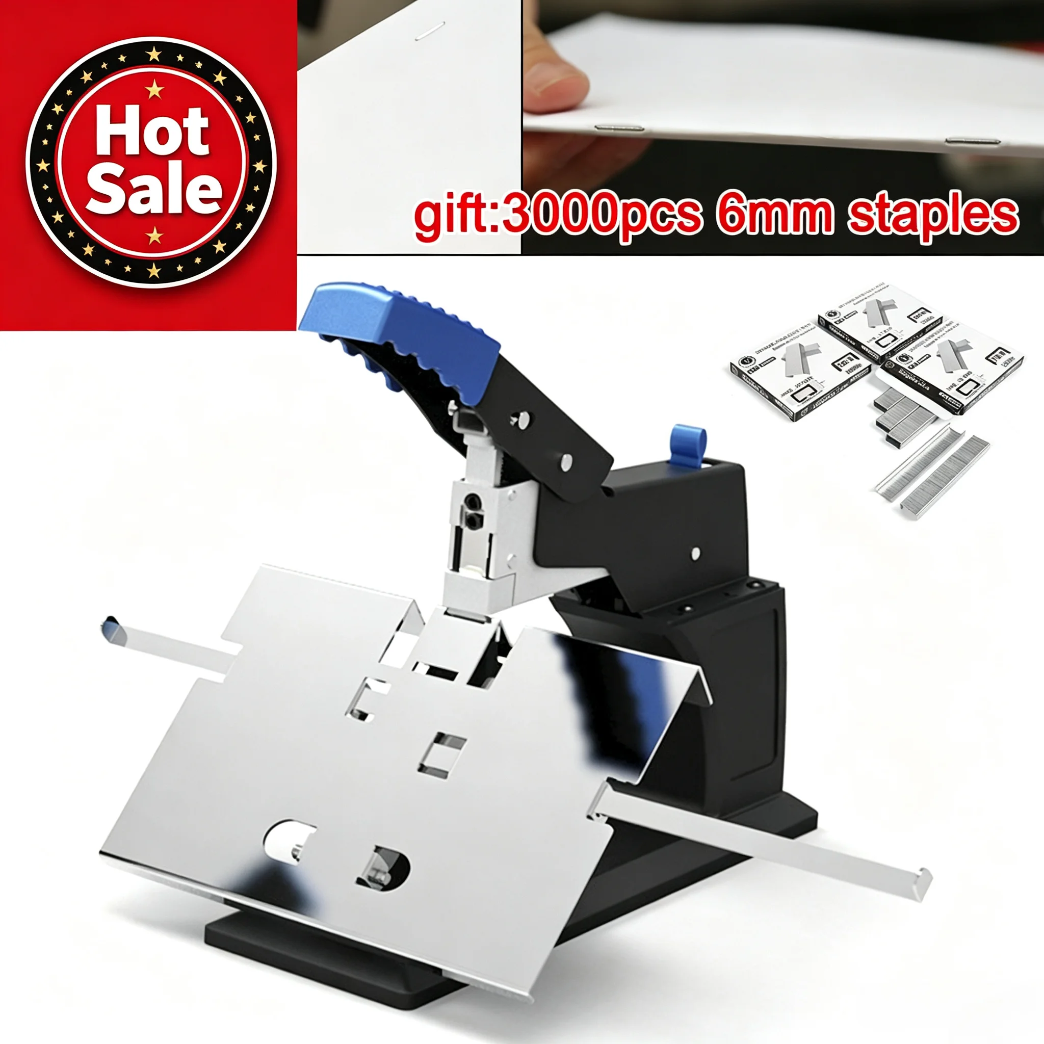 Black Metal A3 Manual Flat Saddle Stitching Dual Stapler Tabletop Binder Book Binding Machine 6.5mm Each Side Margin Adjusting Lever Length: Max. 12cm/4.72in Max. Binding Thickness: 6.5mm/0.26in(60* 80g/0.18lbs Paper)