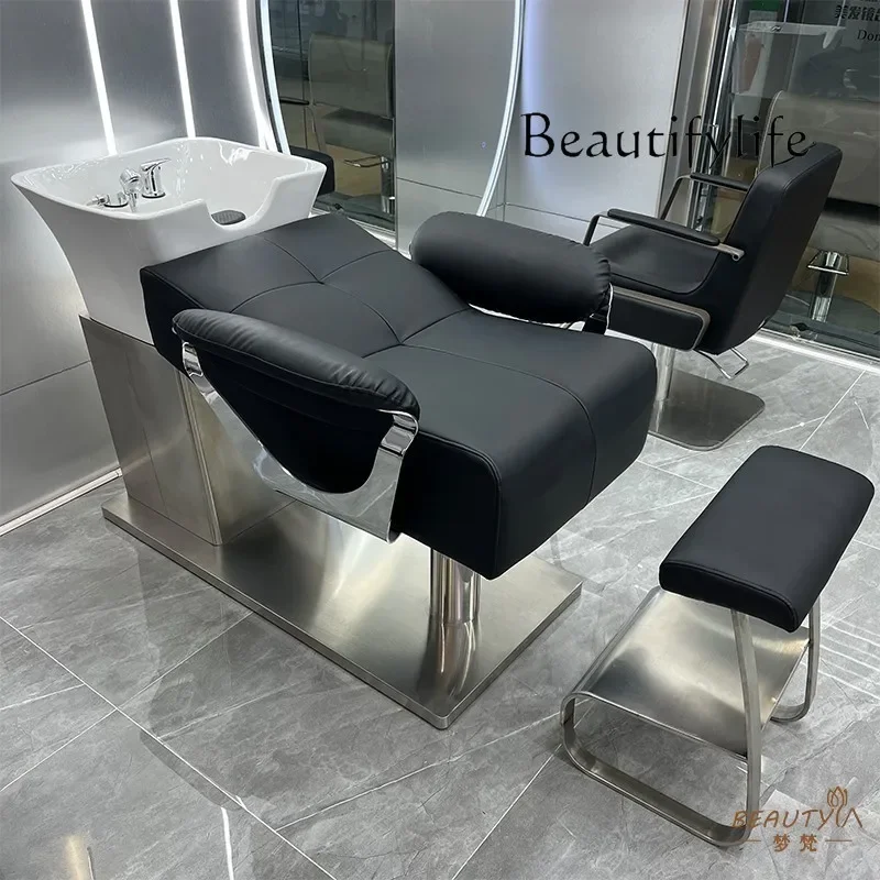 New ceramic basin hair salon shampoo bed hair salon special flush bed high-grade semi-lying direct sales